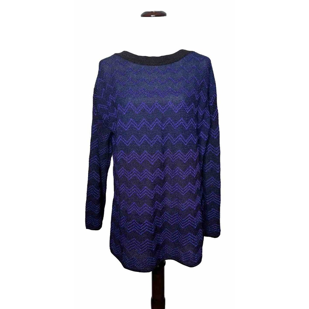 Missoni Sweater Womens Size 12 Purple Chevron Shimmer Made In Italy